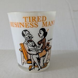 Vintage 60s whiskey cocktail glass tired business man